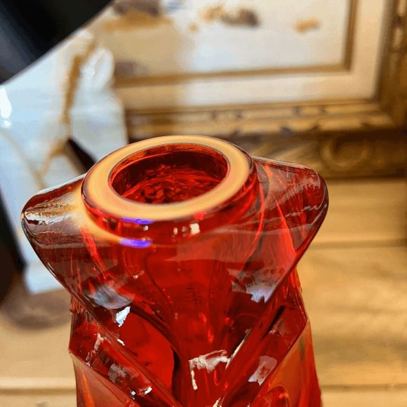 Vintage Viking Glass Ruby Red Owl Fairy Lamp 7 Inch 2-Piece "Owl Glimmer" - Picture 3 of 5